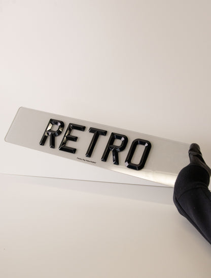 Retro Bevel Number Plates