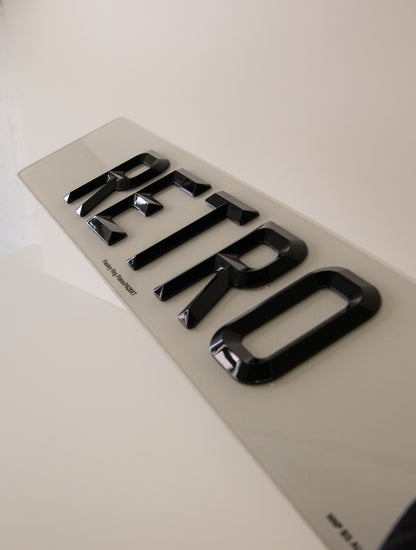 Retro Bevel Number Plates